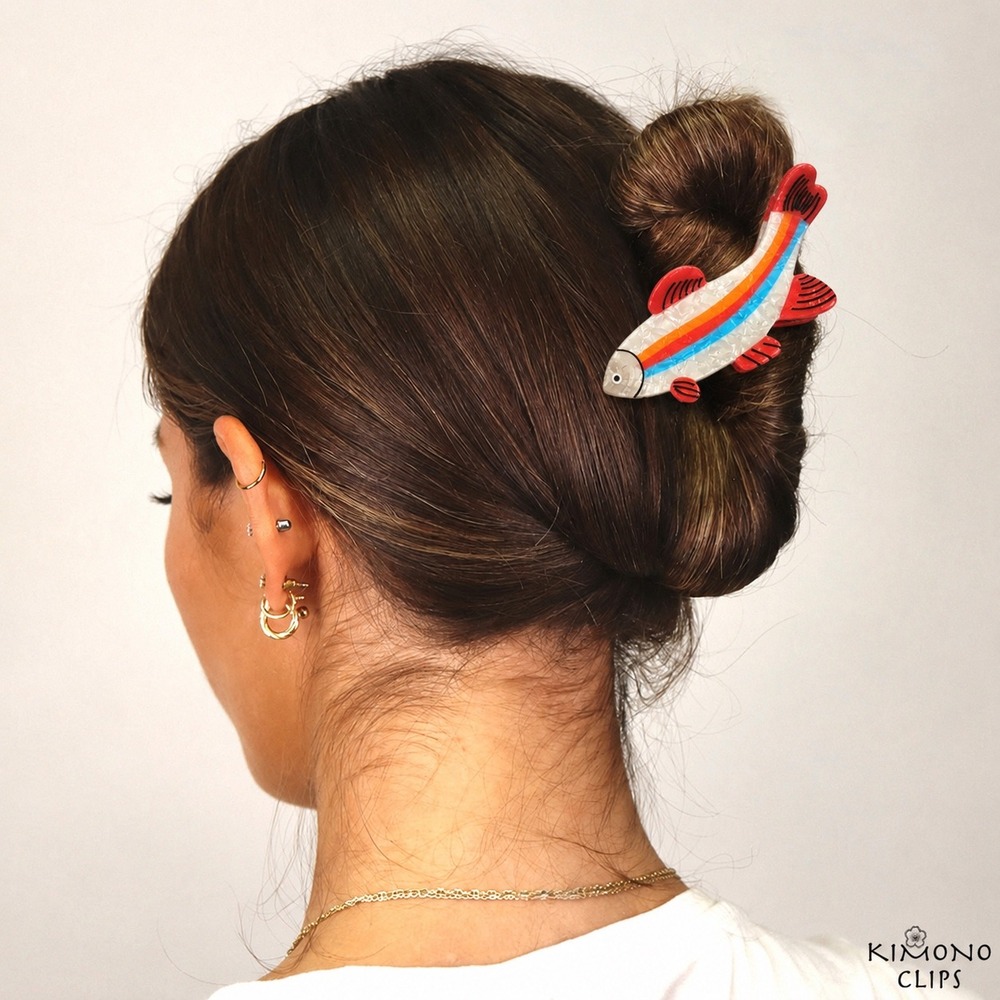 Rainbow Trout Hair Claw Clip Iridescent Acetate Fish Accessory NEW